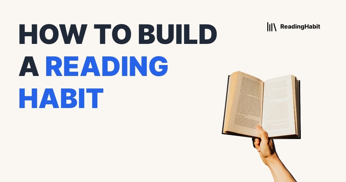 How to build a reading habit banner with book in hand