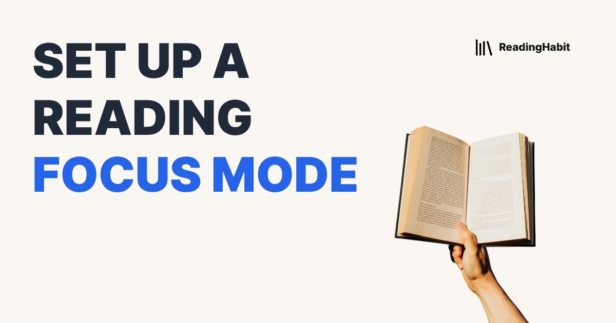 Set Up a Reading Focus Mode banner with hand holding a book