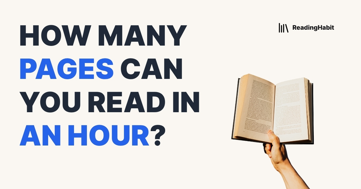 How Many Pages Can You Read in an Hour banner with hand holding a book